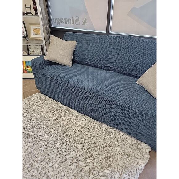 QVC Paulato by Gaico Loveseat Slipcover Chambray Blue - Picture 1 of 4